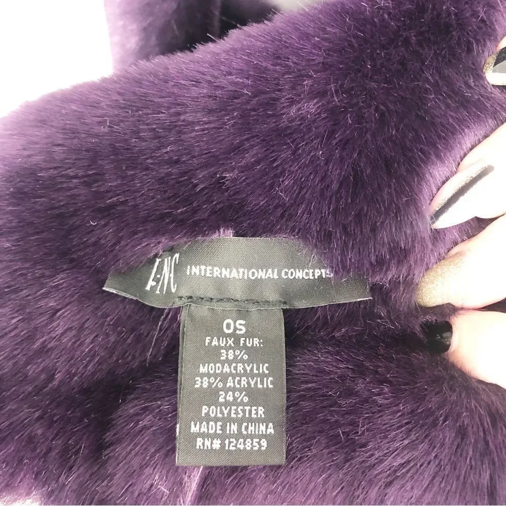 INC | NEW Faux Fur Purple Scarf One Size